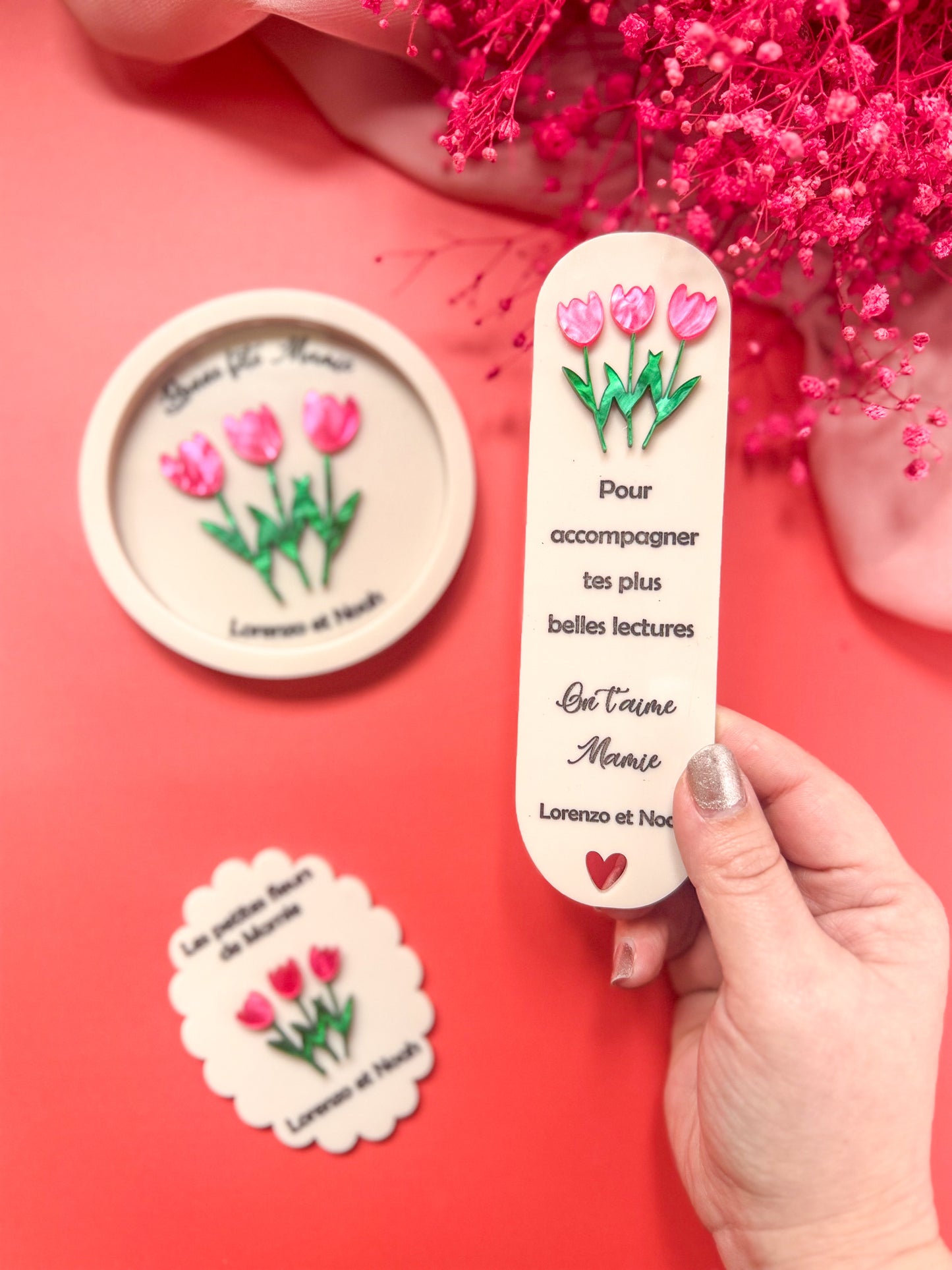 Marque-page en plexiglass – Collection Tulipes personnalisable