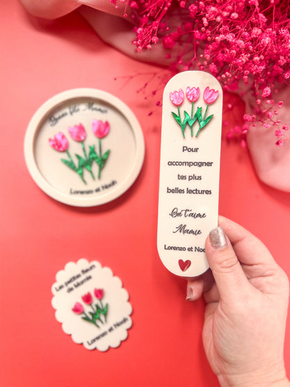 Marque-page en plexiglass – Collection Tulipes personnalisable