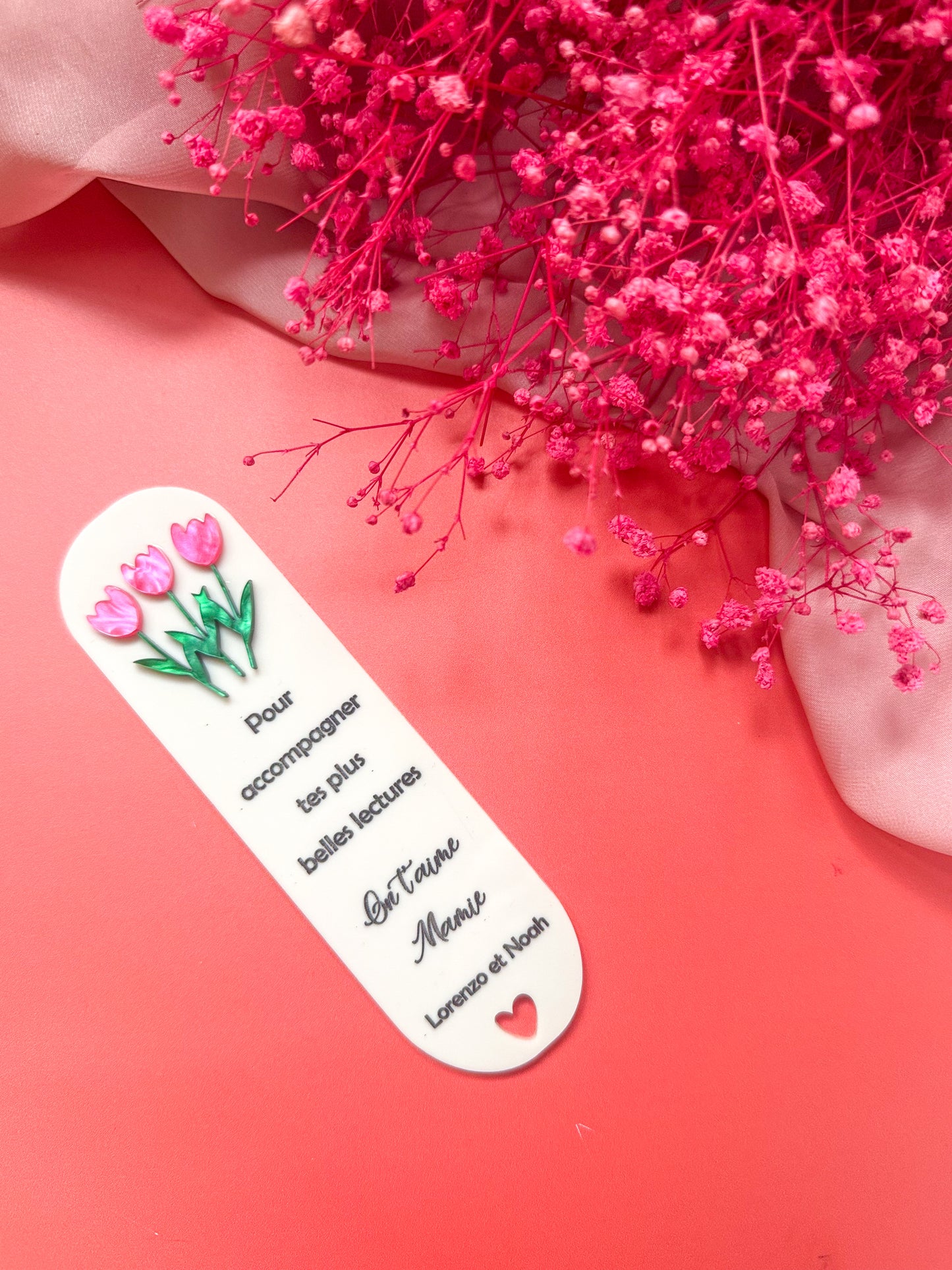 Marque-page en plexiglass – Collection Tulipes personnalisable