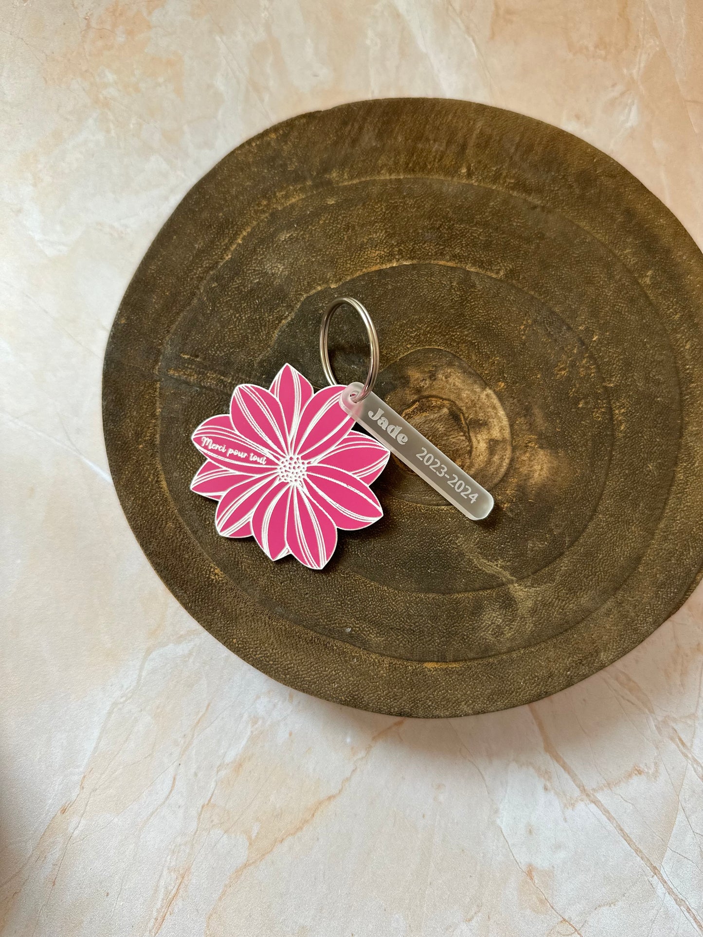 Porte-clé Fleur Personnalisé - Collection Fin d'Année Scolaire