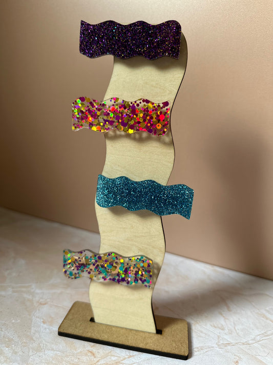 Barrettes crocodiles pailletées - Vague